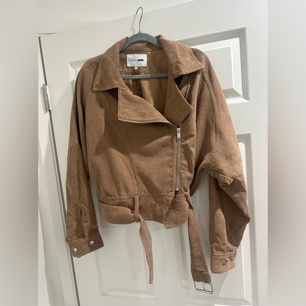 Fashion Nova Tan Corduroy Bomber Jacket